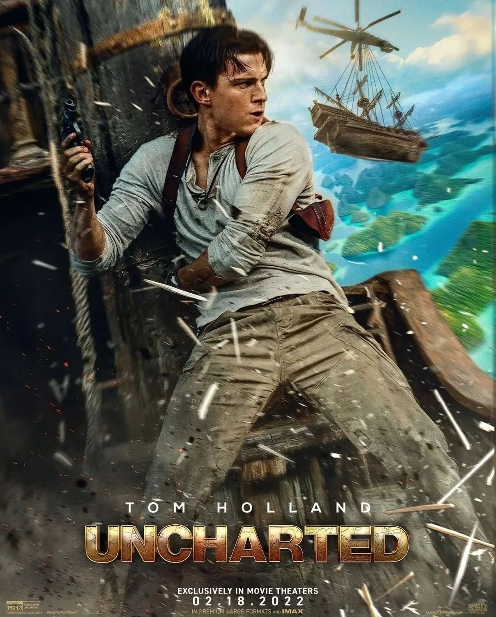 Tom Holland na plakacie filmu Uncharted