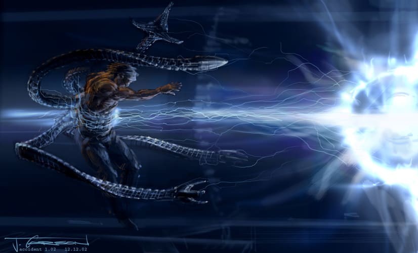 Black Cat i doktor Octopus na grafikach koncepcyjnych z filmu „Spider-Man 2”