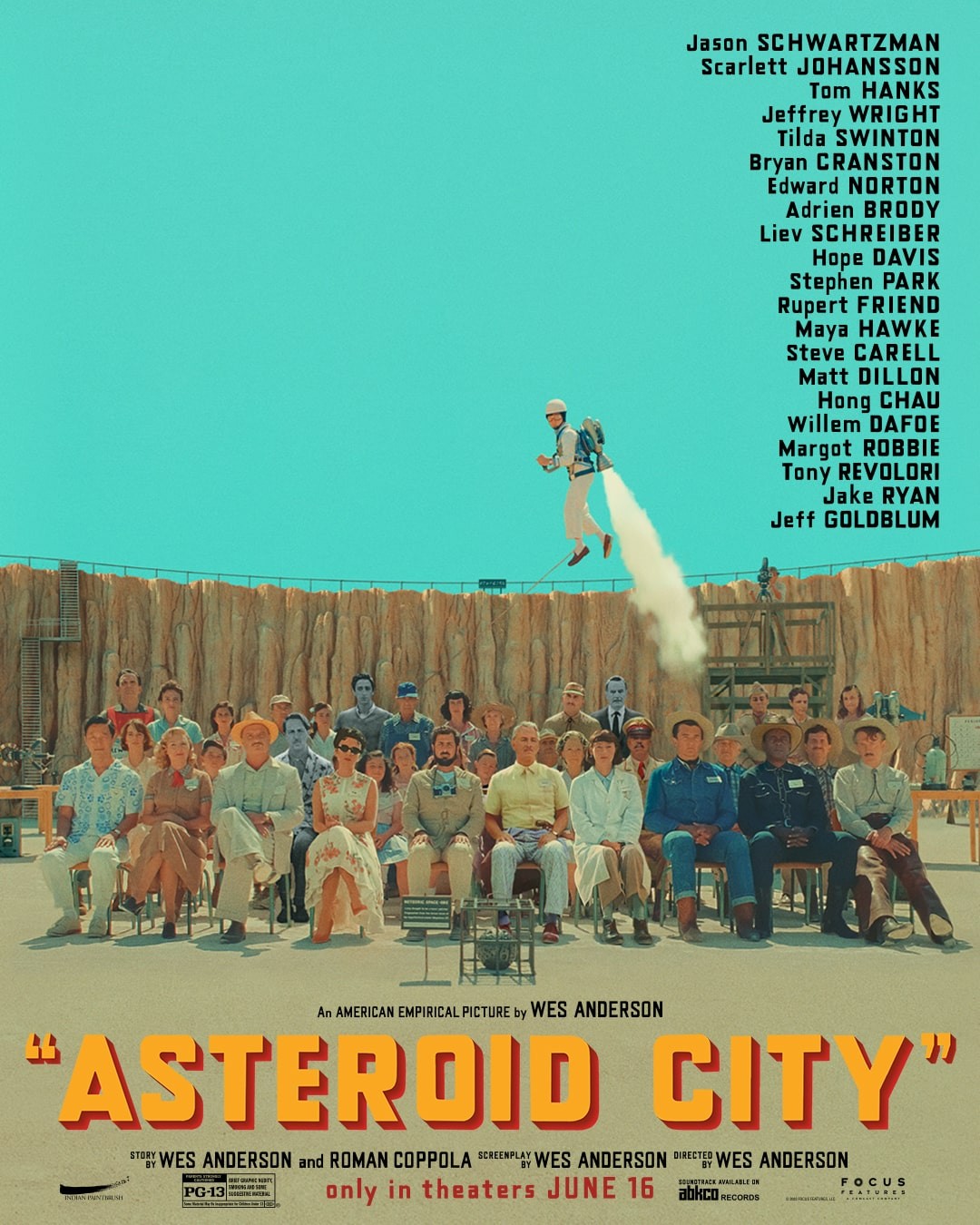 Plakat nowego filmu Wesa Andersona Asteroid City za Focus Features