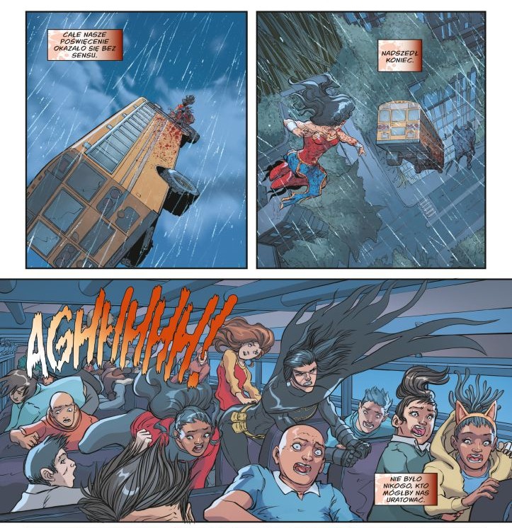 Plansza z komiksu &bdquo;DCeased &ndash; Niezniszczalni&rdquo;