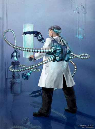 Black Cat i doktor Octopus na grafikach koncepcyjnych z filmu „Spider-Man 2”