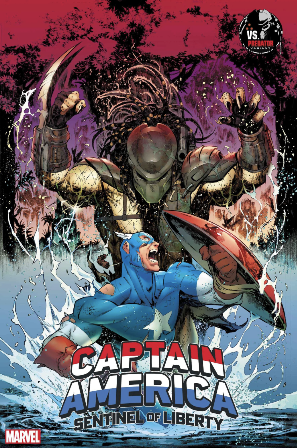 Okładka komiksu Kapitan Ameryka z Predatorem