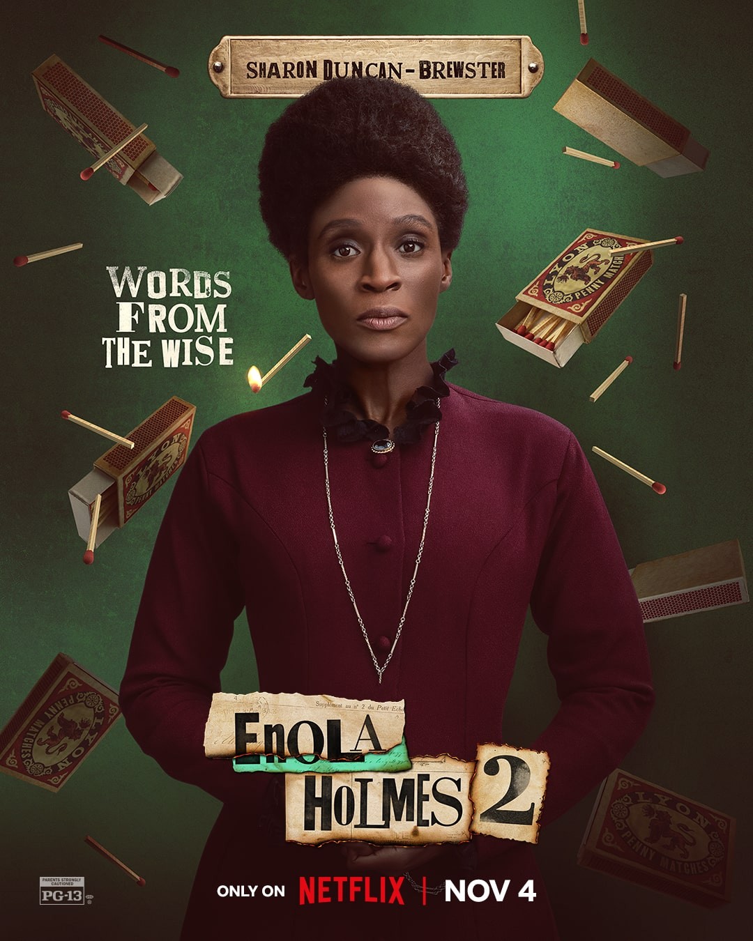 Sharon Duncan-Brewster na plakacie z filmu Enola Holmes 2 dla Netflix.jpg