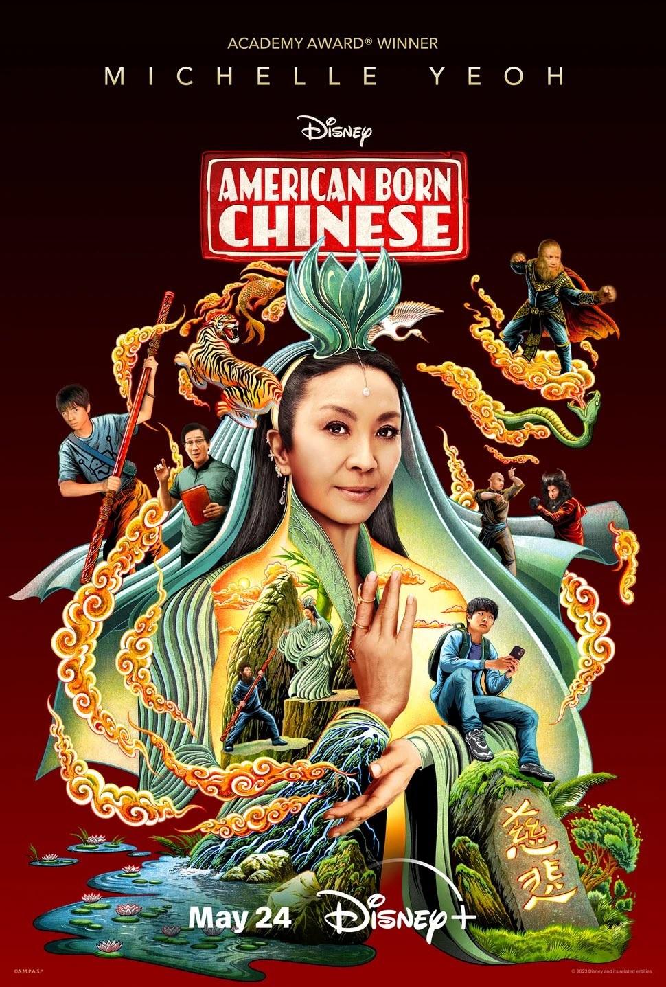 Michelle Yeoh na plakacie serialu Urodzony w Ameryce dla Disney Plus.jpg