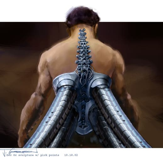 Black Cat i doktor Octopus na grafikach koncepcyjnych z filmu „Spider-Man 2”