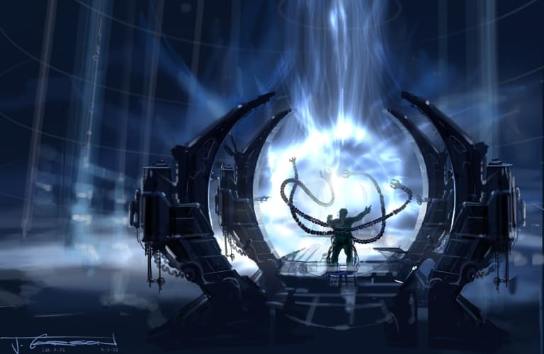 Black Cat i doktor Octopus na grafikach koncepcyjnych z filmu „Spider-Man 2”