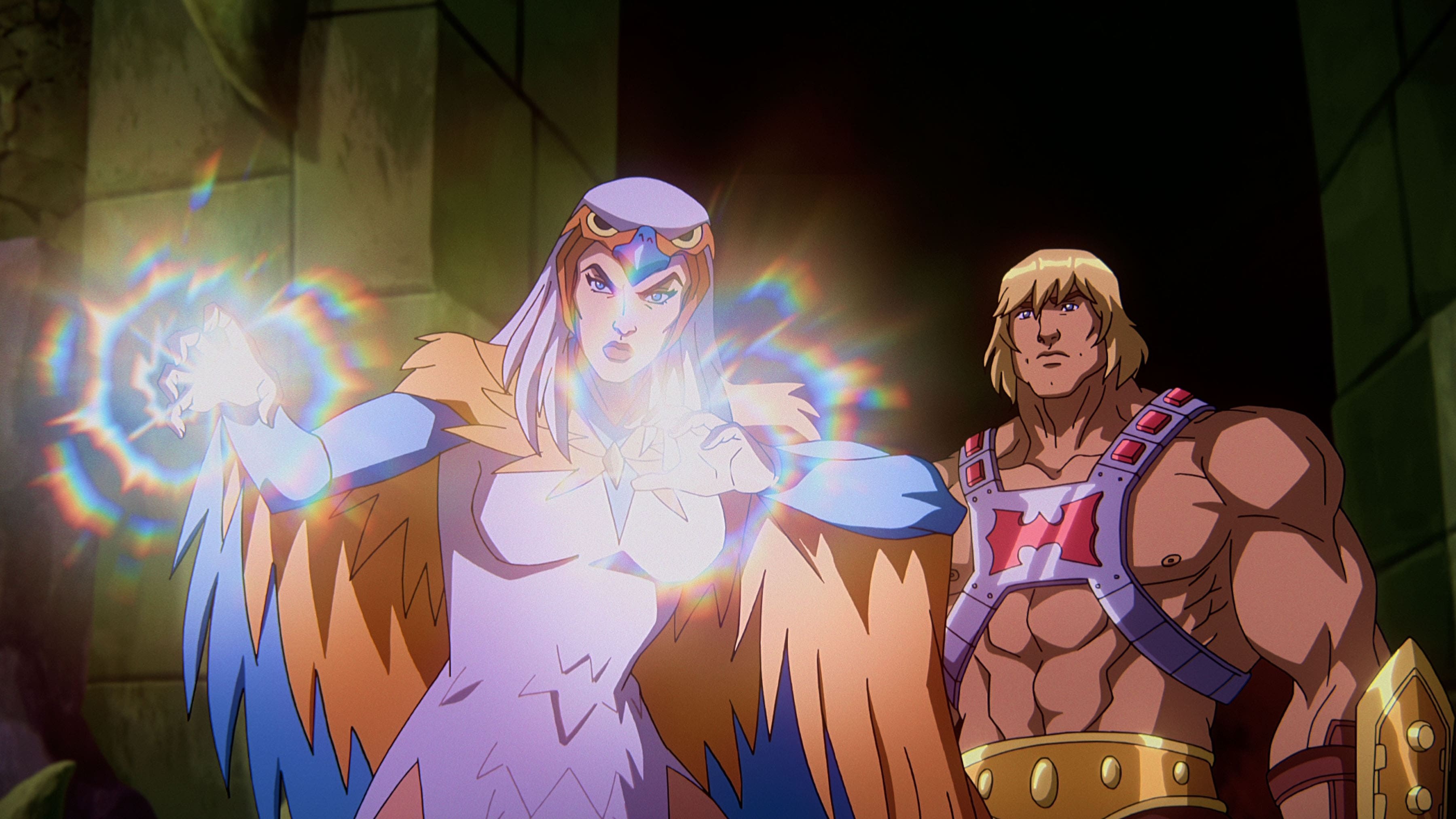 Susan Eisenberg As Sorceress And Chris Wood As He-man w „Masters of the Universe: Revelation”