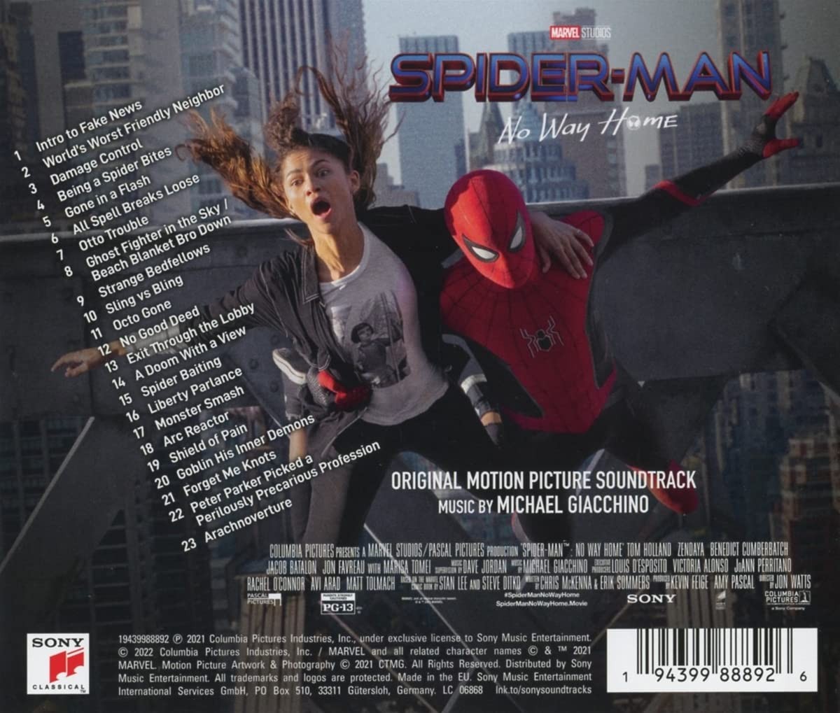 Spider-Man: No Way Home - okładka soundtracku CD (tył)