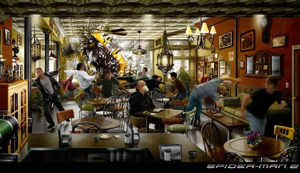 Black Cat i doktor Octopus na grafikach koncepcyjnych z filmu „Spider-Man 2”