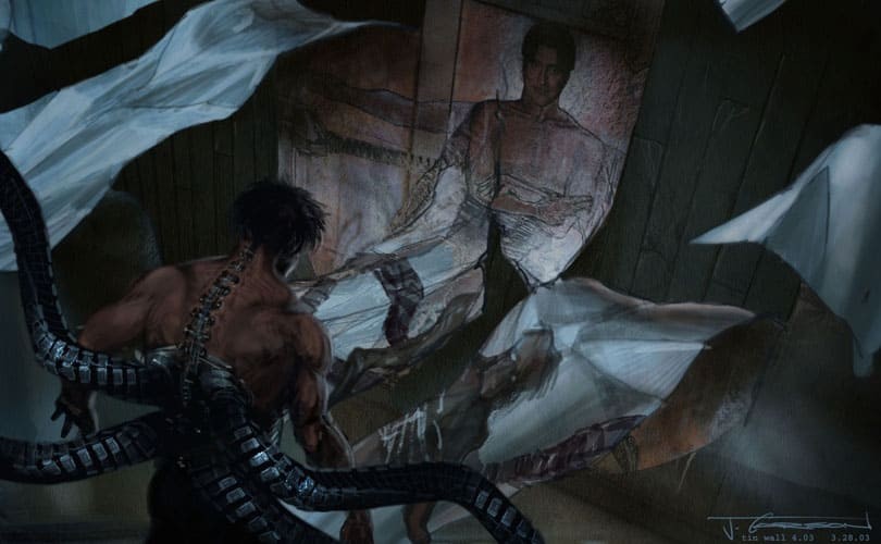 Black Cat i doktor Octopus na grafikach koncepcyjnych z filmu „Spider-Man 2”